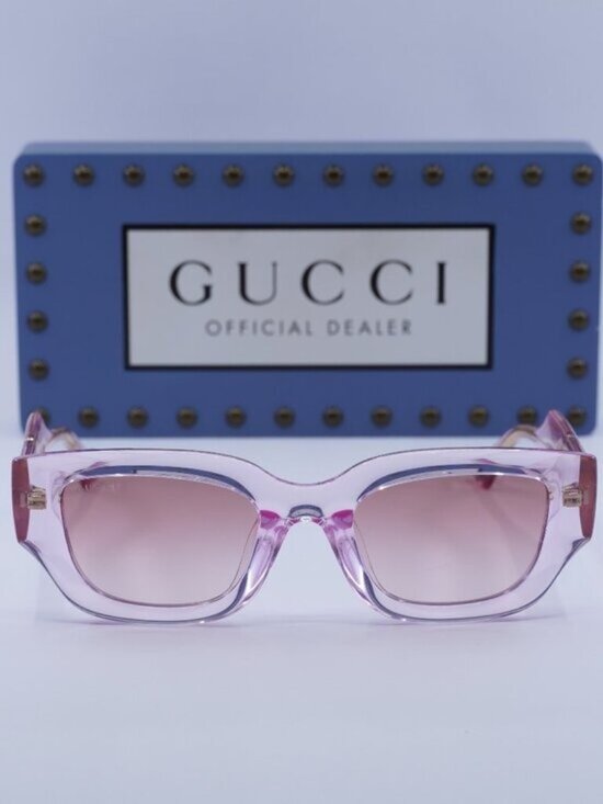 Gucci GG1558SK 003 Women Rectangle Sunglasses - Pink \\ Burgundy main image 7
